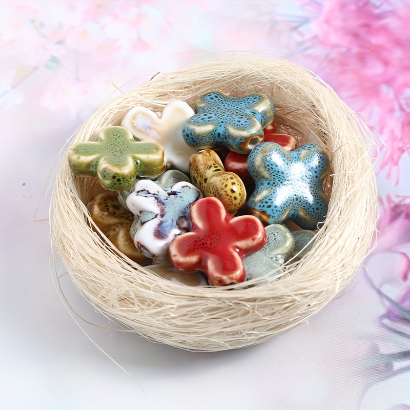 Colorful Cross Shape Ceramic Beads, 8pcs Set for DIY Jewellery